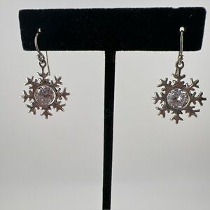 Silpada Snowflake Sterling Silver 925 Cubic Zirconia CZ Earrings W1459 RETIRED